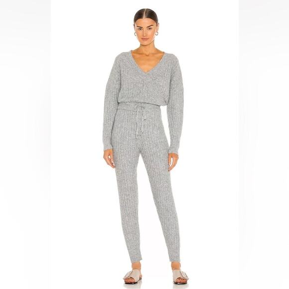 Central Park West Juniper Knit Jumpsuit in Heather Grey Long Sleeve L /NWOT - Picture 1 of 14